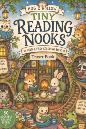 Tiny Reading Nooks: Bold & Easy Printable Freebie Teaser Coloring Pages